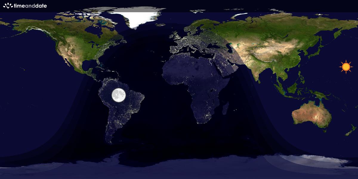 Verdenskart som viser dag og natt 