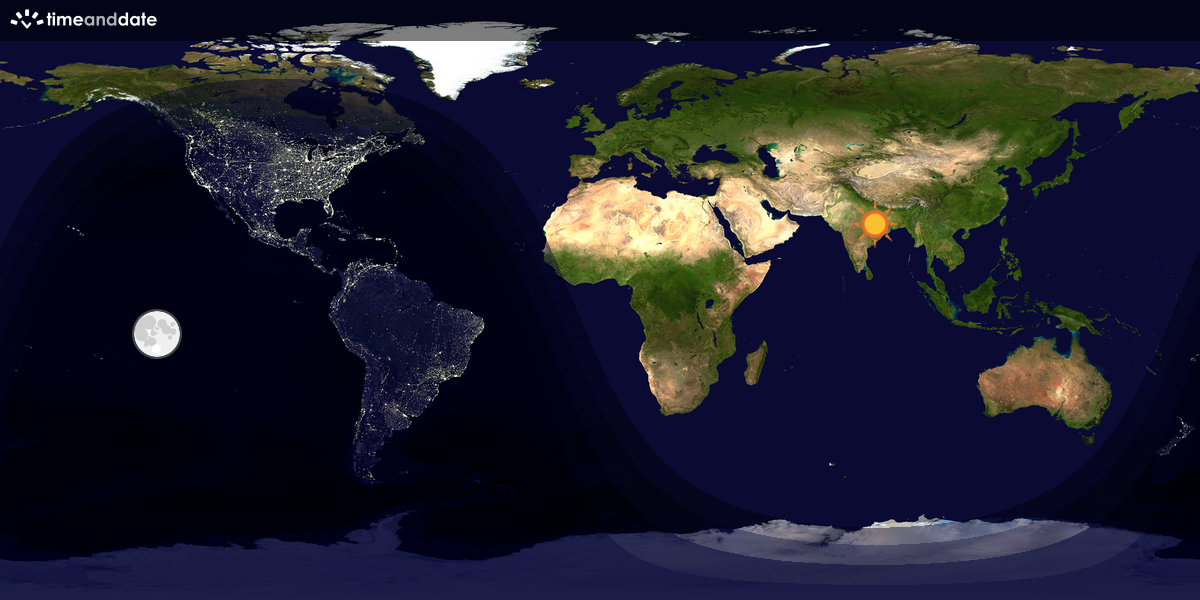 Verdenskart som viser dag og natt 