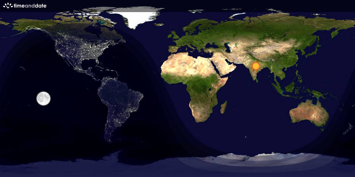Verdenskart som viser dag og natt 