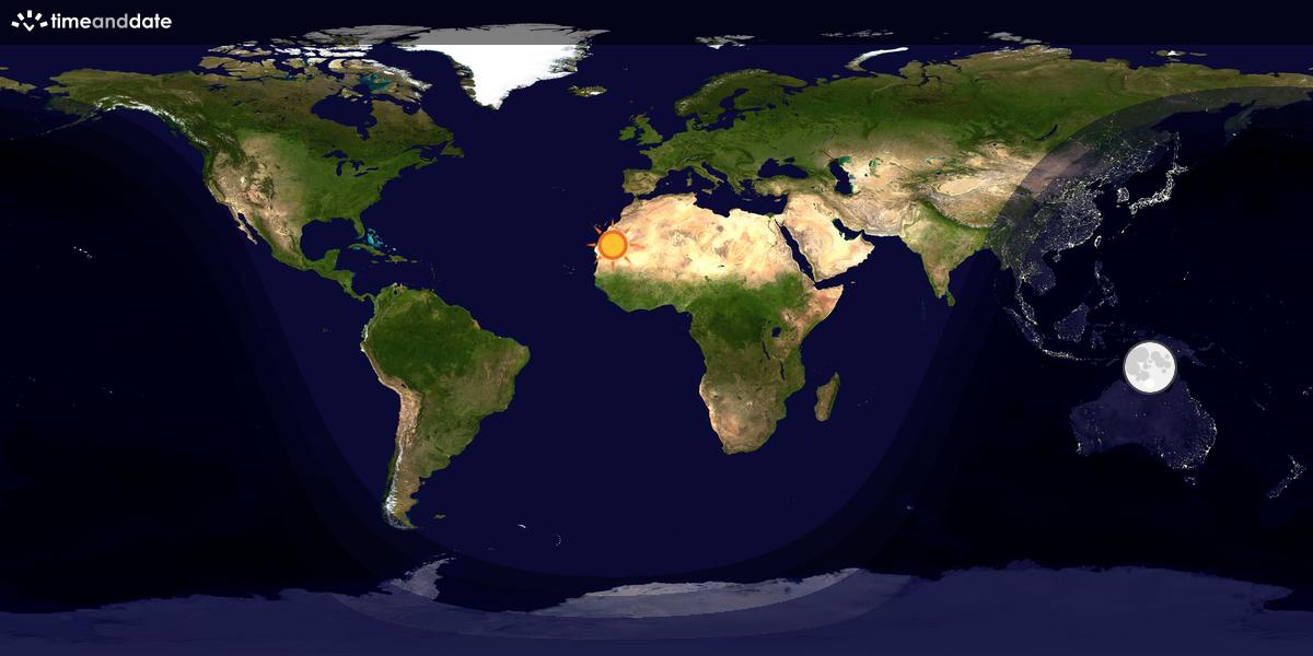 Verdenskart som viser dag og natt 