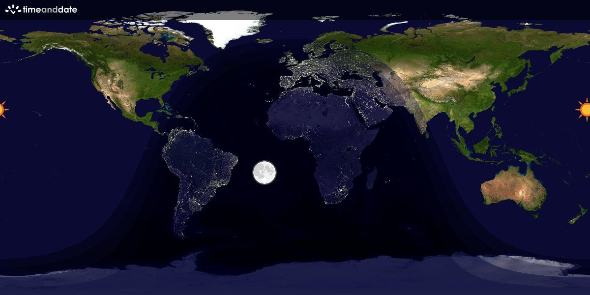 Verdenskart som viser dag og natt 