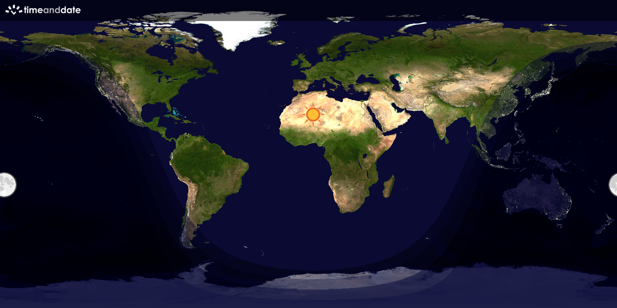Verdenskart som viser dag og natt 
