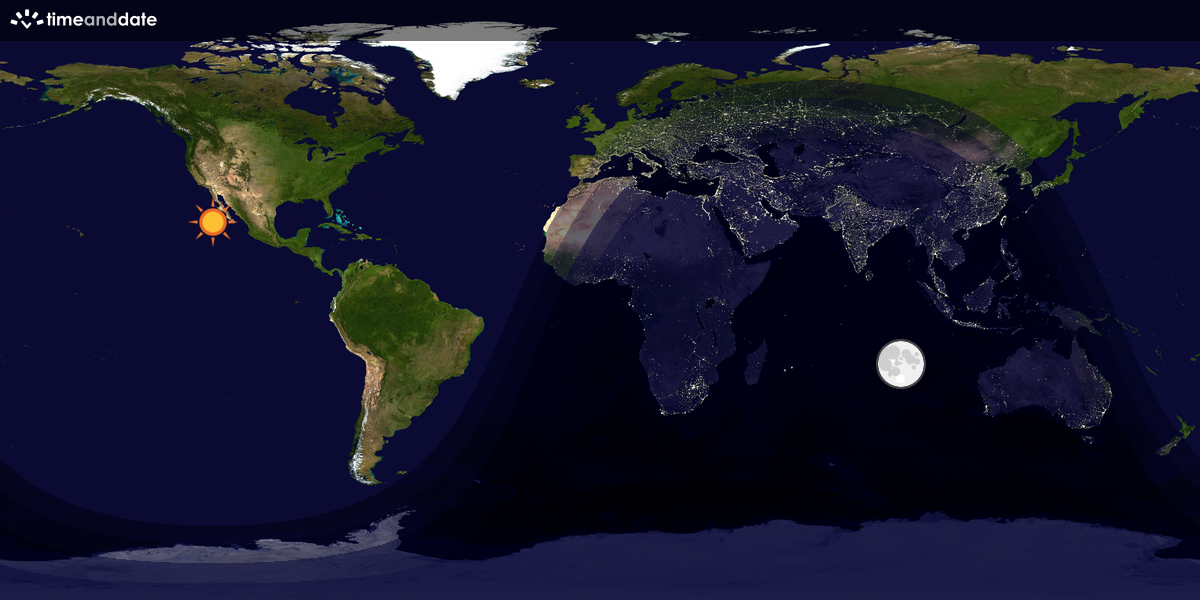 Verdenskart som viser dag og natt 