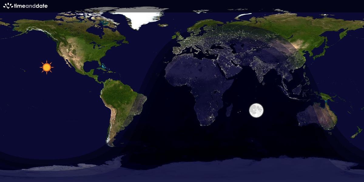 Verdenskart som viser dag og natt 