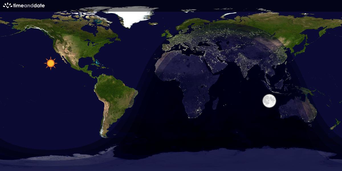 Verdenskart som viser dag og natt 