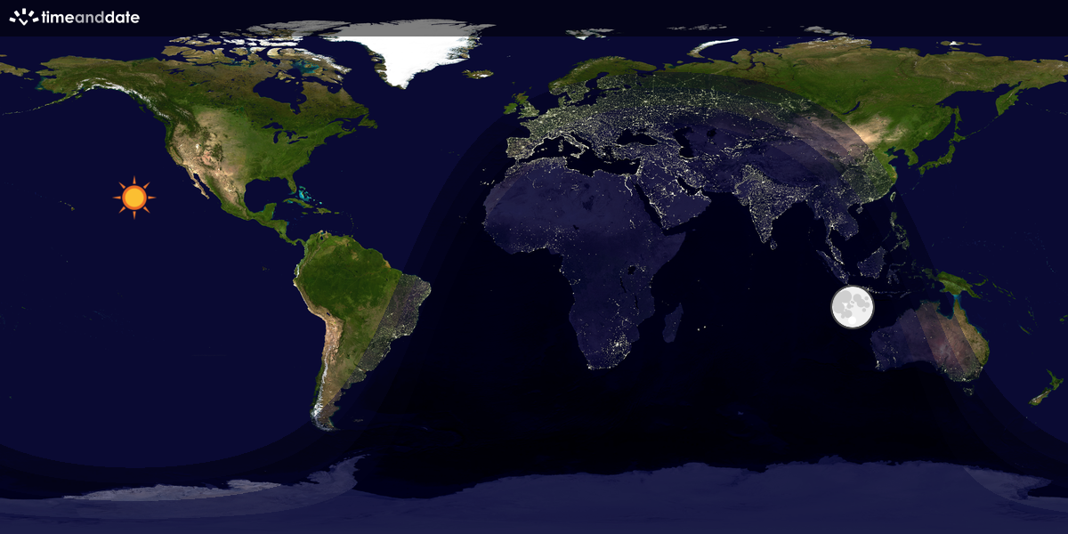 Verdenskart som viser dag og natt 