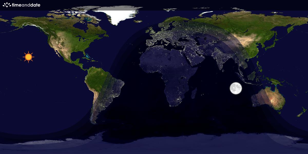 Verdenskart som viser dag og natt 