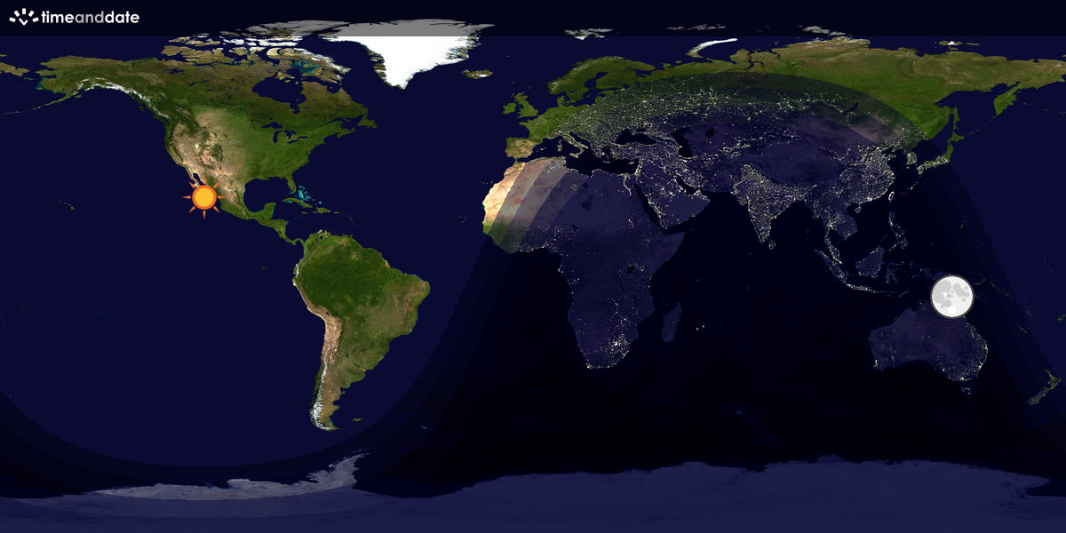 Verdenskart som viser dag og natt 