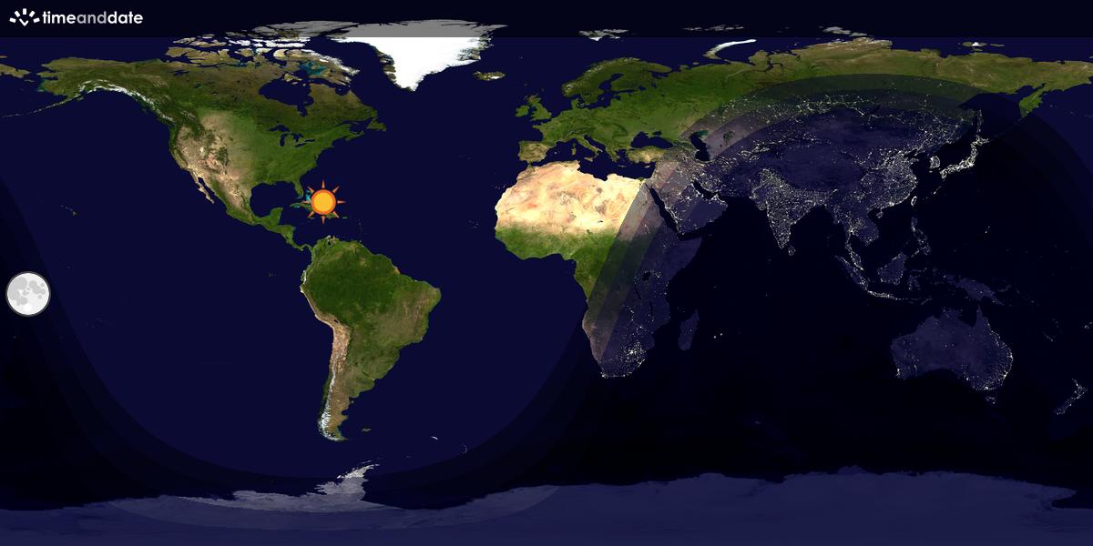 Verdenskart som viser dag og natt 