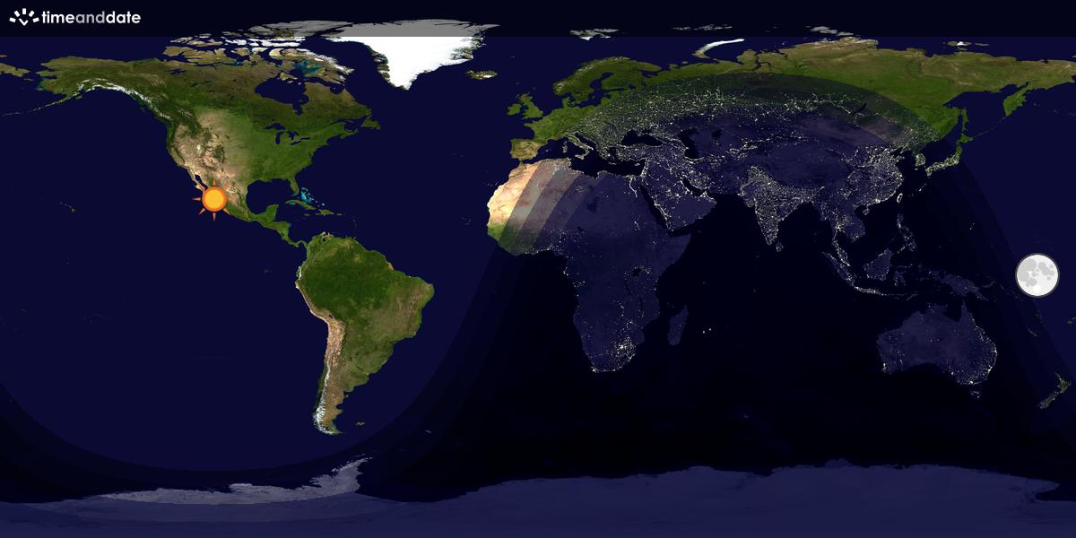 Verdenskart som viser dag og natt 