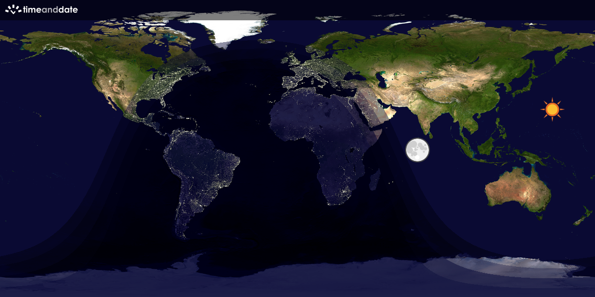 Verdenskart som viser dag og natt 