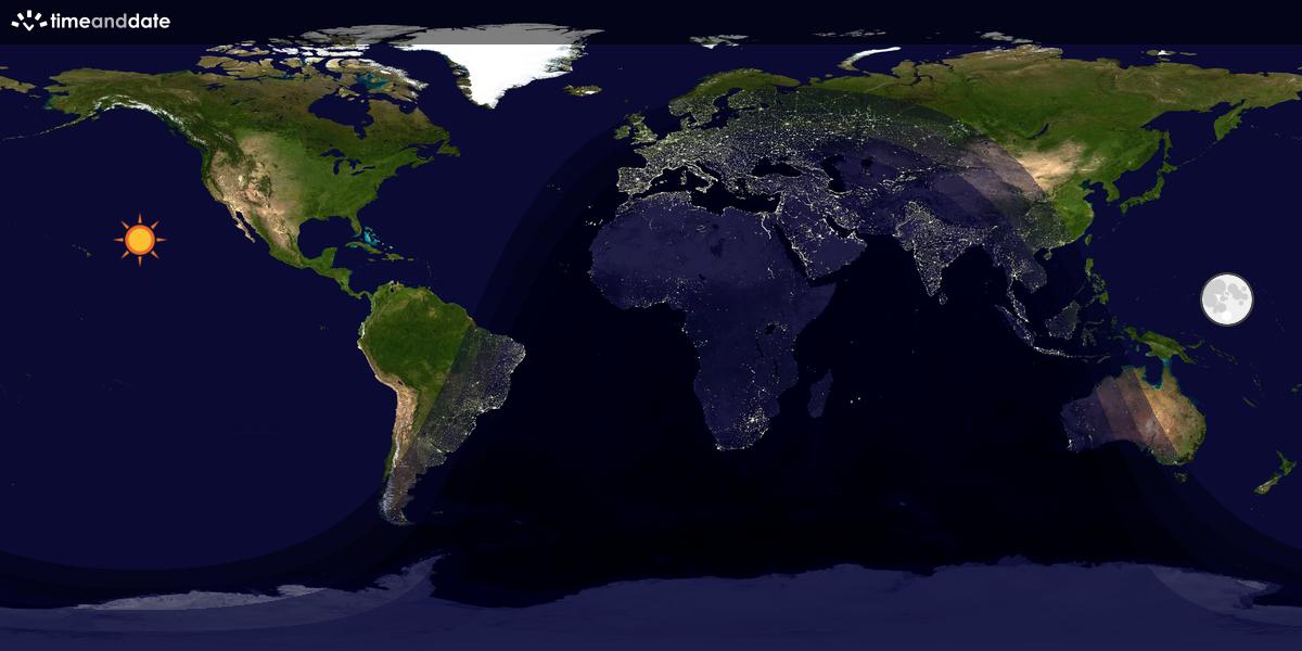 Verdenskart som viser dag og natt 