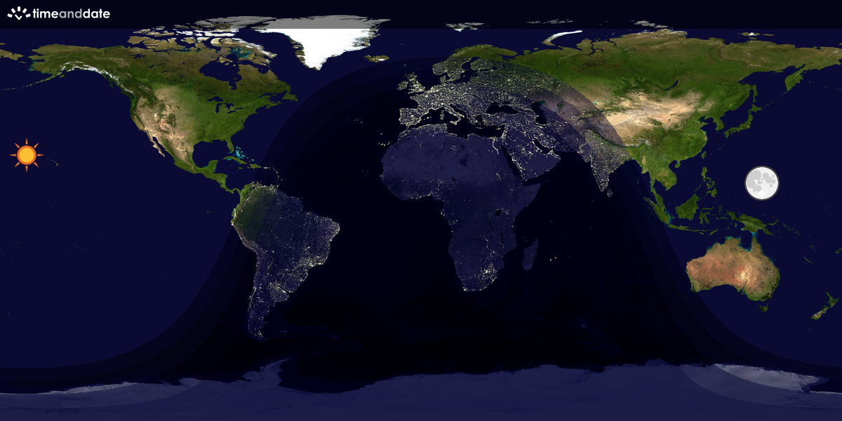 Verdenskart som viser dag og natt 