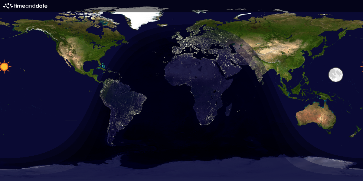 Verdenskart som viser dag og natt 
