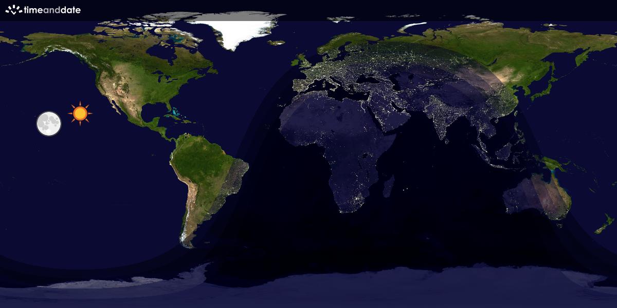 Verdenskart som viser dag og natt 