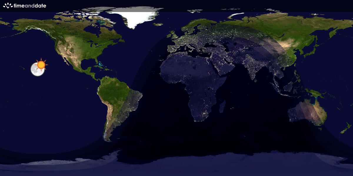 Verdenskart som viser dag og natt 