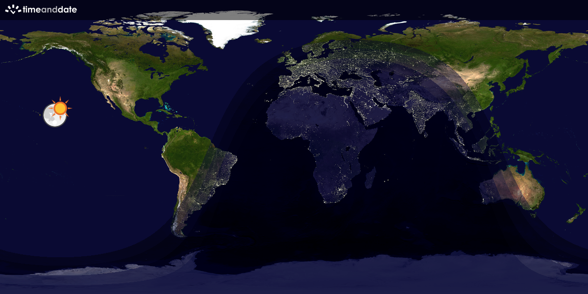 Verdenskart som viser dag og natt 