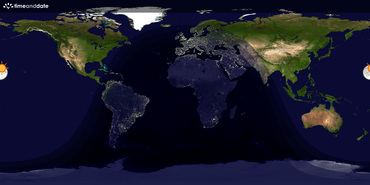 Verdenskart som viser dag og natt 