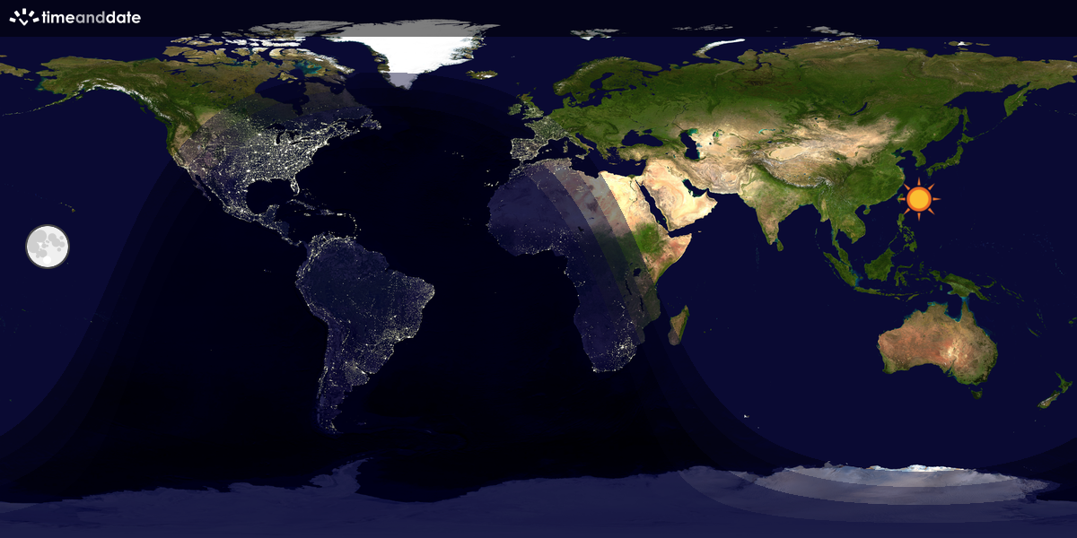 Verdenskart som viser dag og natt 