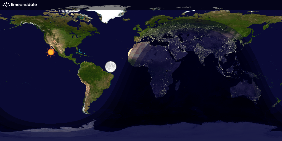 Verdenskart som viser dag og natt 