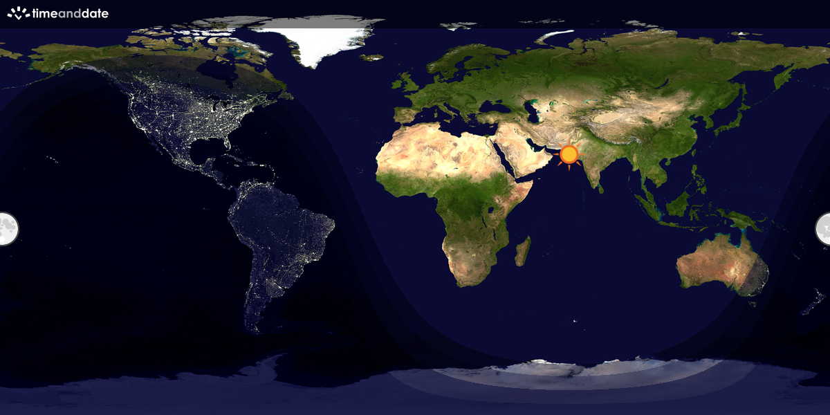 Verdenskart som viser dag og natt 