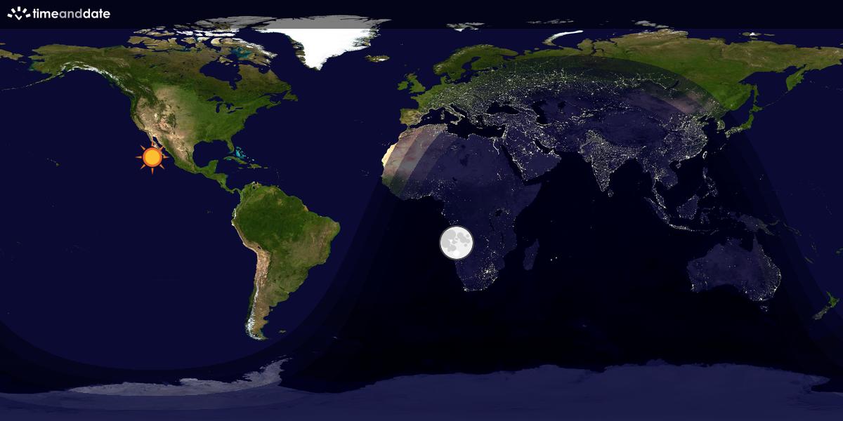 Verdenskart som viser dag og natt 