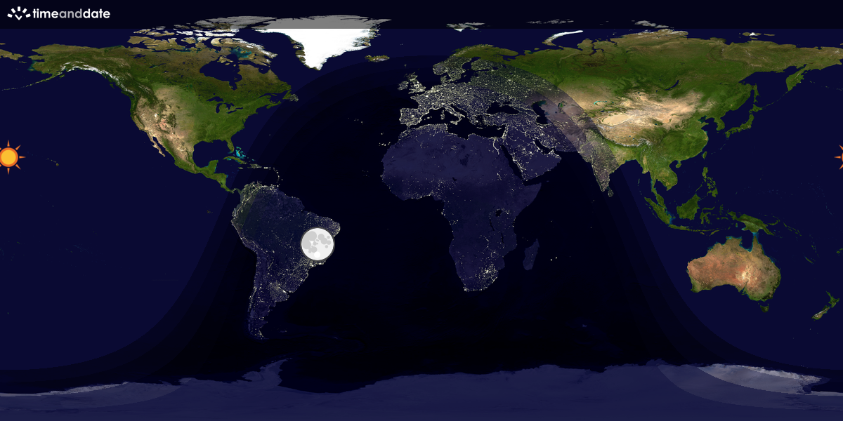 Verdenskart som viser dag og natt 