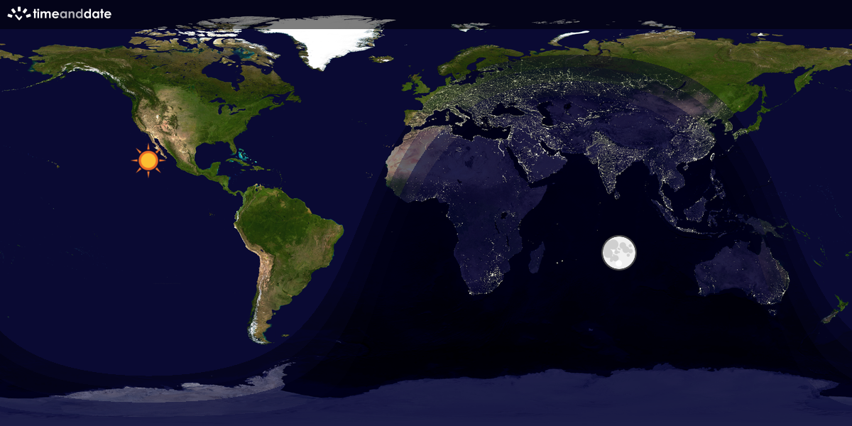 Verdenskart som viser dag og natt 