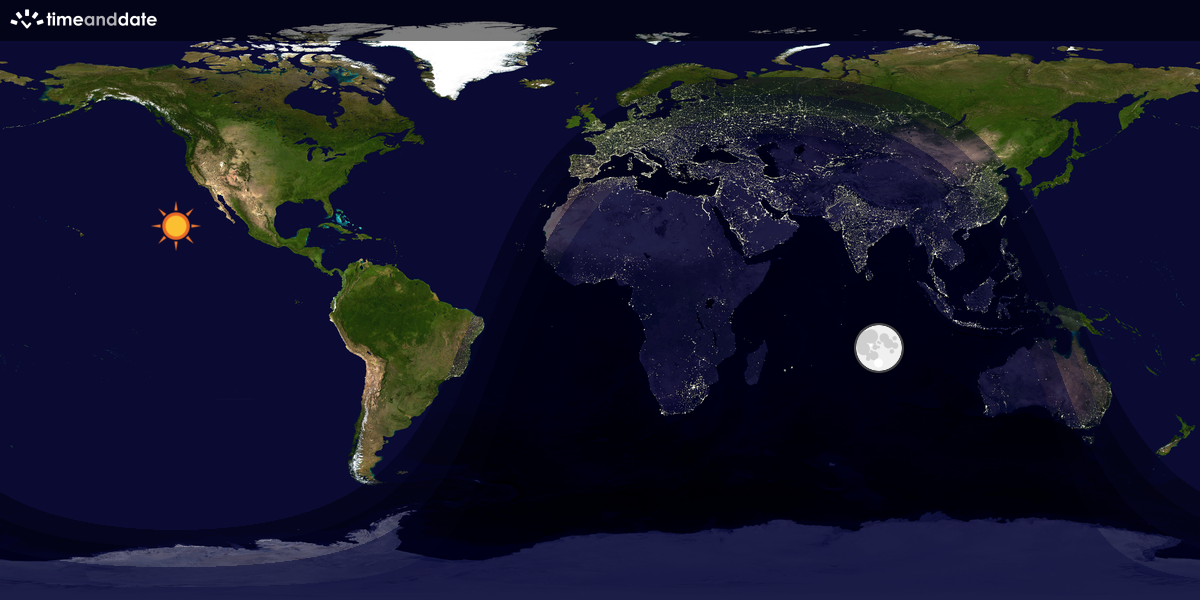 Verdenskart som viser dag og natt 