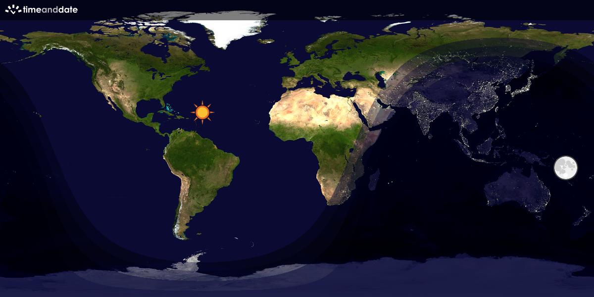 Verdenskart som viser dag og natt 