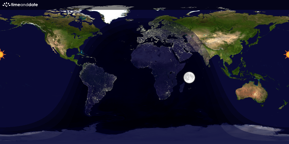 Verdenskart som viser dag og natt 