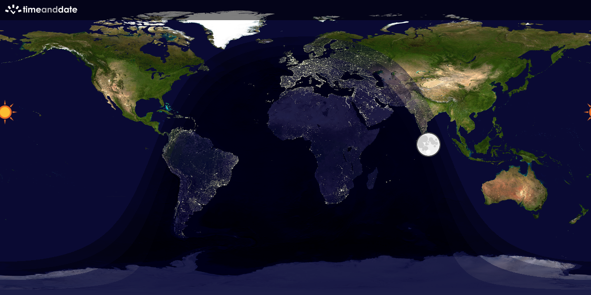 Verdenskart som viser dag og natt 