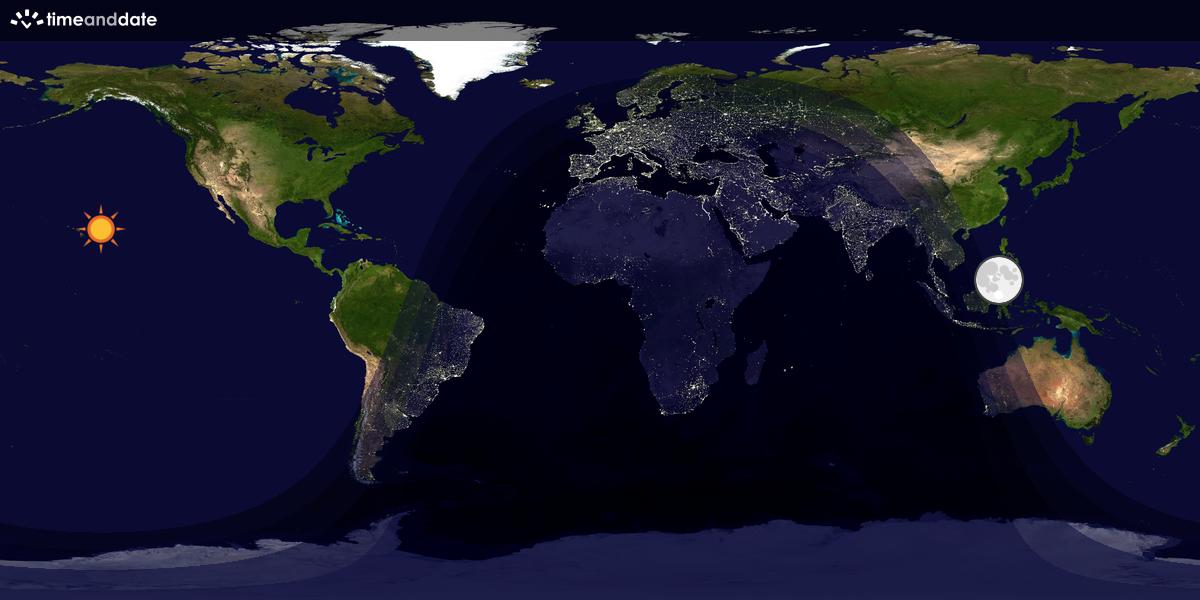 Verdenskart som viser dag og natt 