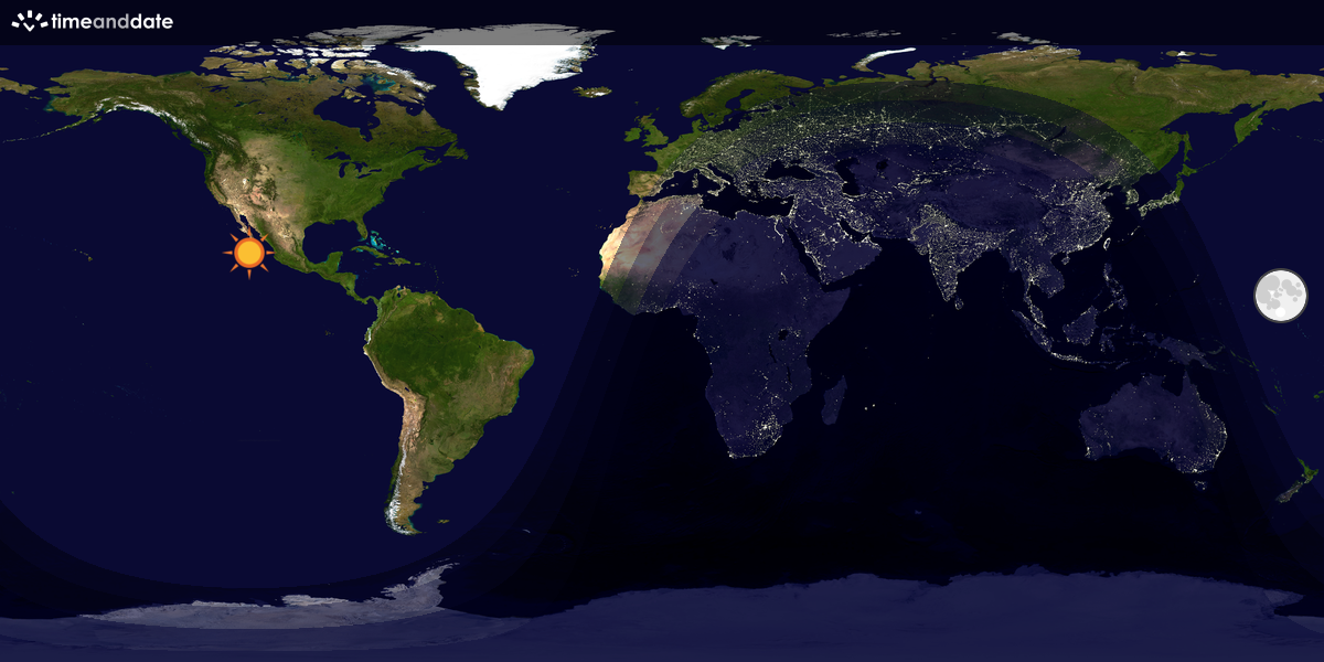 Verdenskart som viser dag og natt 