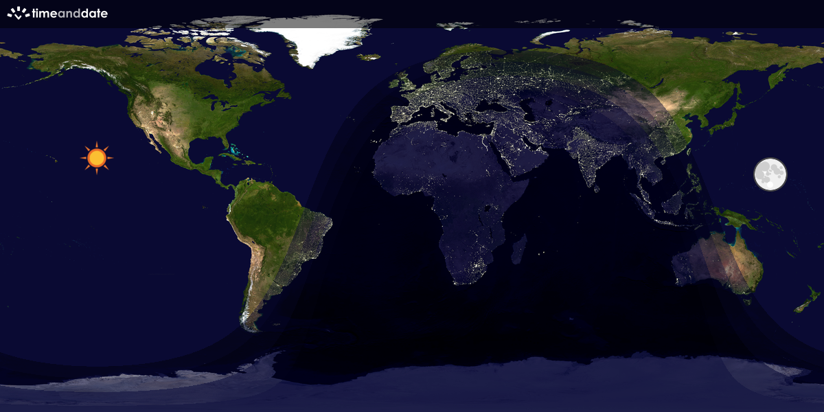Verdenskart som viser dag og natt 