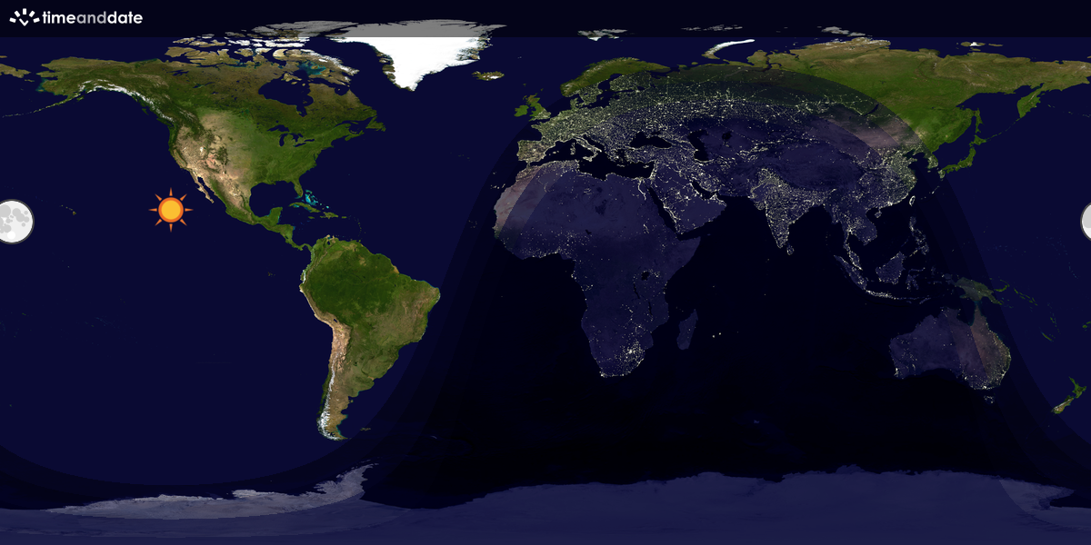 Verdenskart som viser dag og natt 