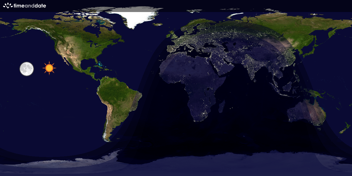 Verdenskart som viser dag og natt 
