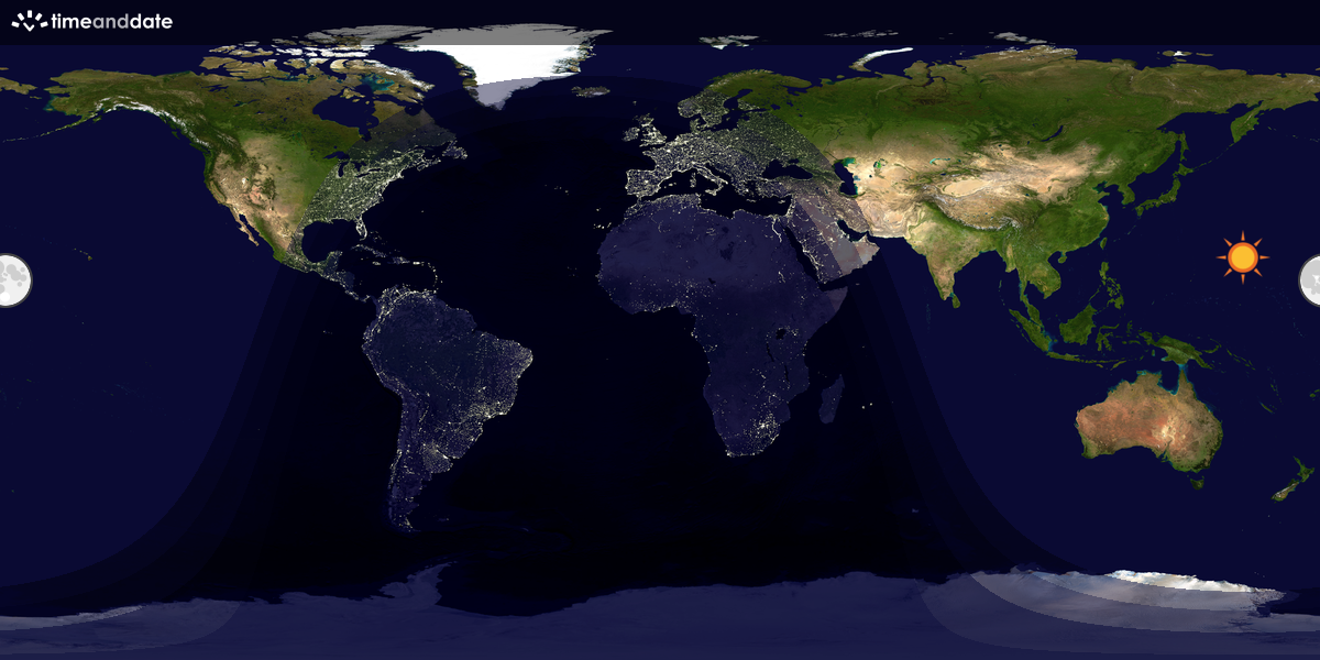 Verdenskart som viser dag og natt 