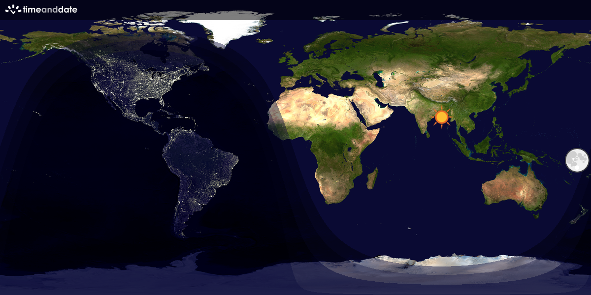 Verdenskart som viser dag og natt 