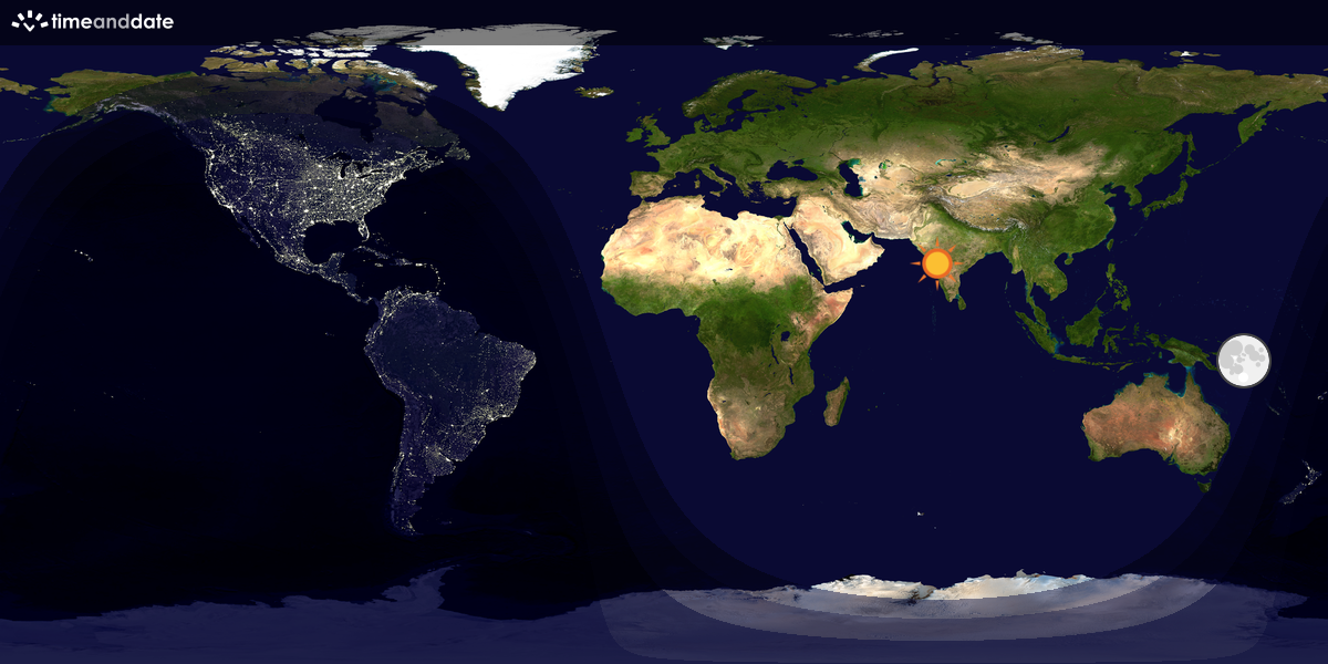 Verdenskart som viser dag og natt 