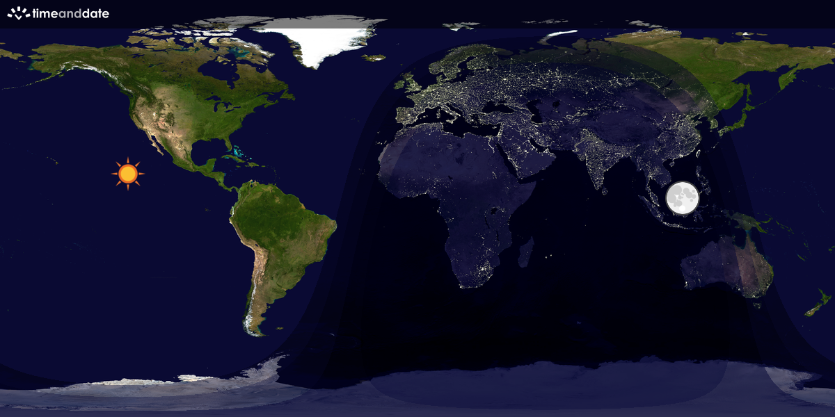 Verdenskart som viser dag og natt 