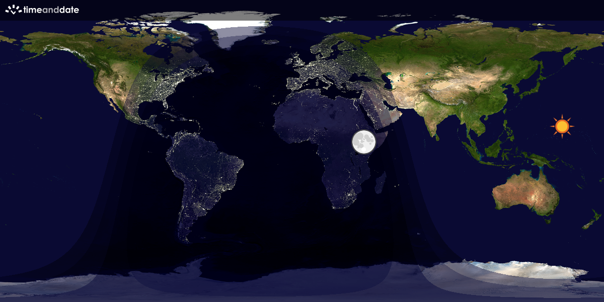 Verdenskart som viser dag og natt 