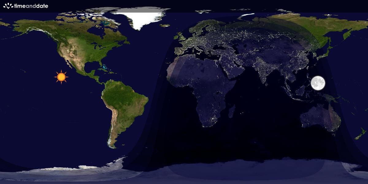Verdenskart som viser dag og natt 