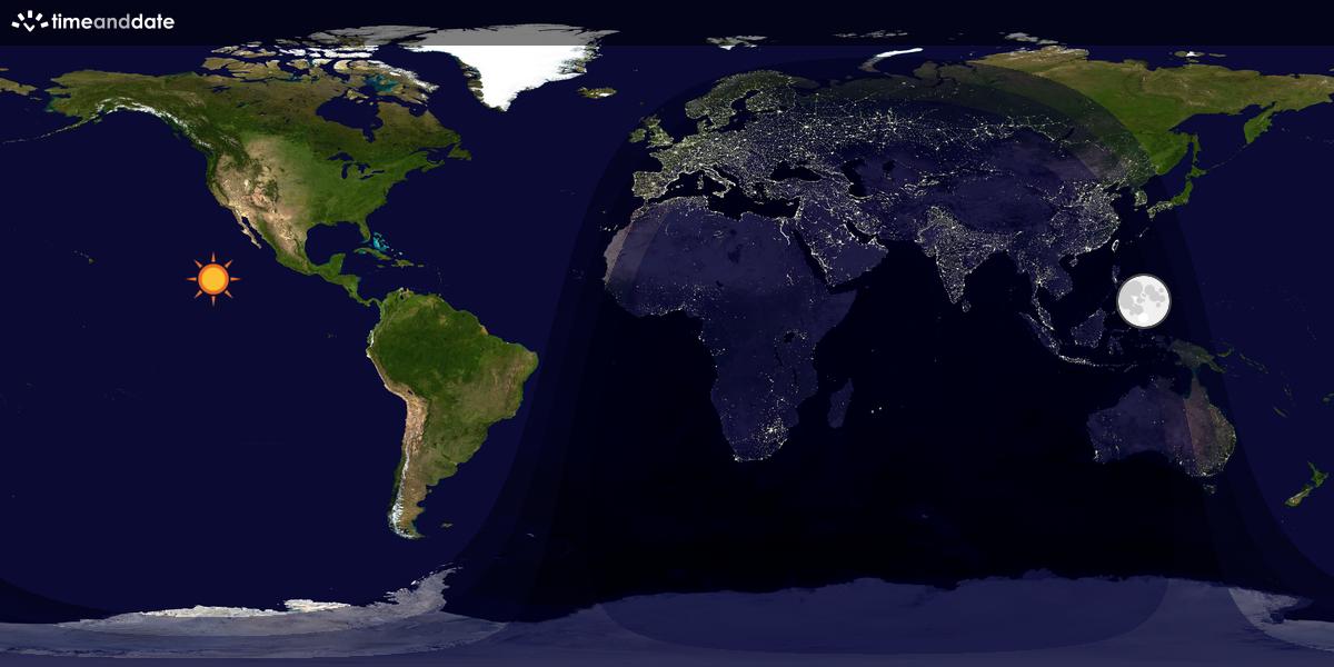 Verdenskart som viser dag og natt 