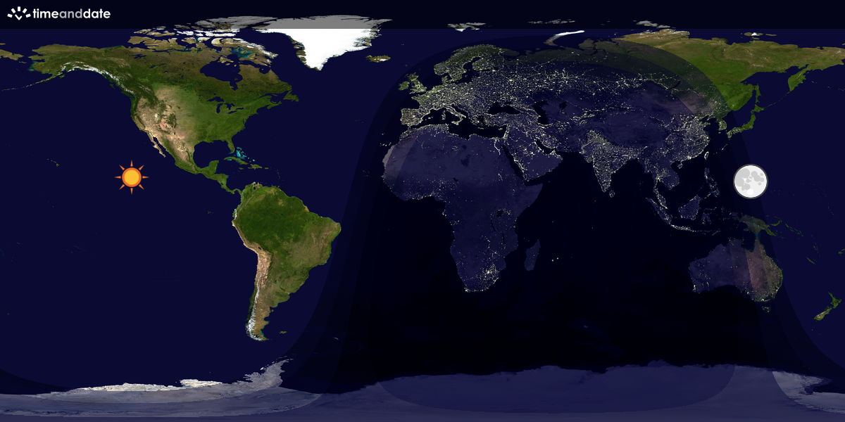 Verdenskart som viser dag og natt 