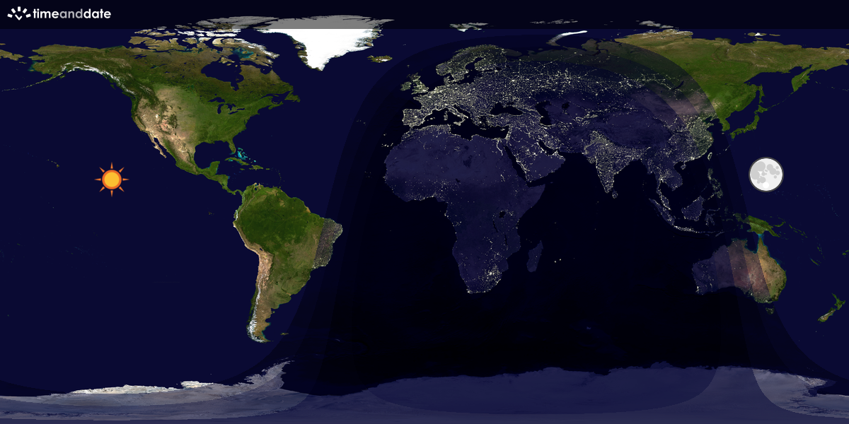 Verdenskart som viser dag og natt 