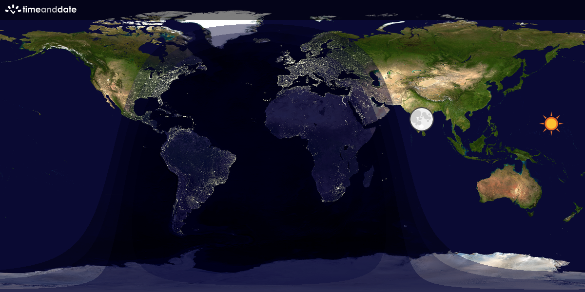 Verdenskart som viser dag og natt 