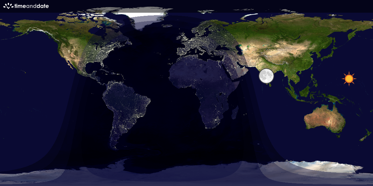 Verdenskart som viser dag og natt 