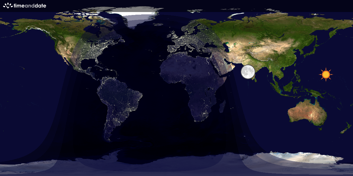 Verdenskart som viser dag og natt 