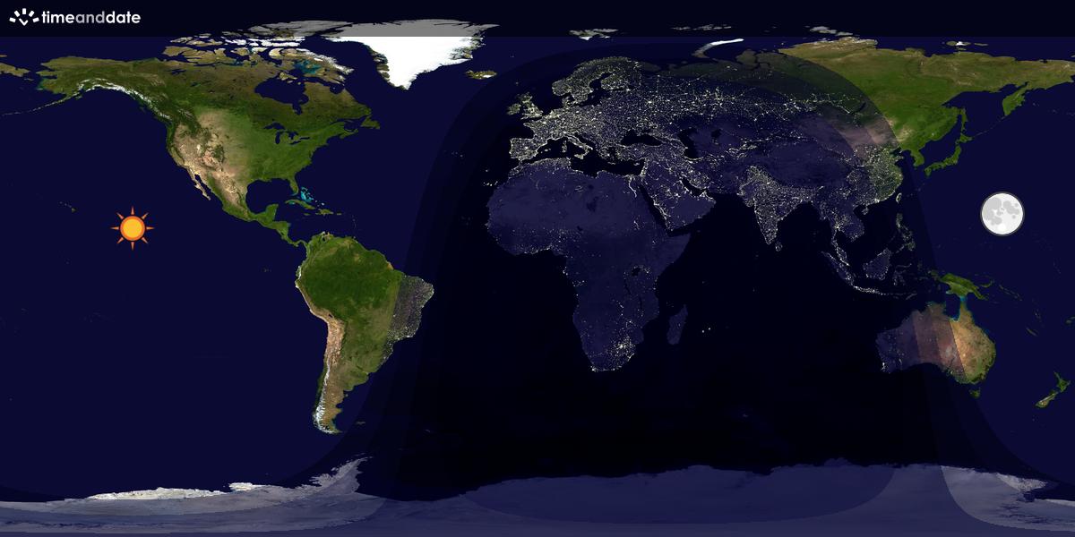 Verdenskart som viser dag og natt 
